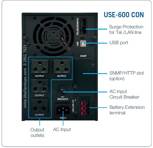 Leonics USE-600 CON - รายละเอียดด้านหลังเครื่อง 